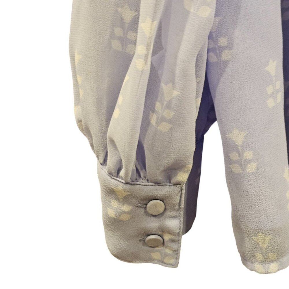 Ann Taylor Long Sleeve Button Down Light Purple Blouse - Picture 7 of 8